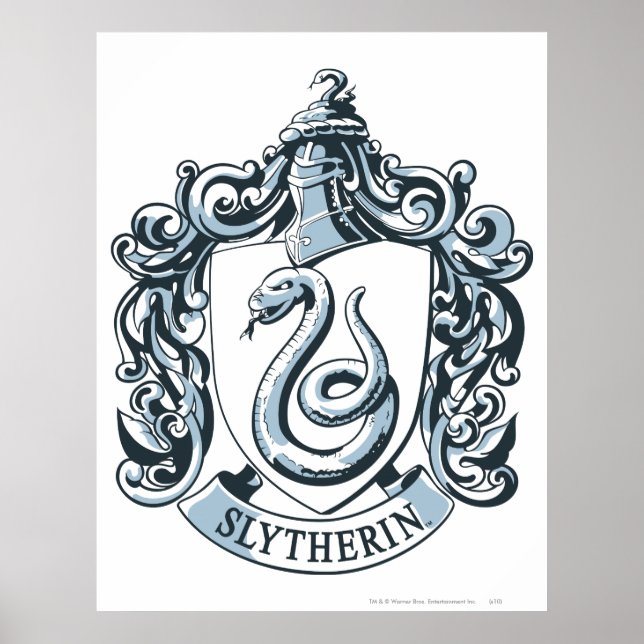 Affiche Harry Potter | Slytherin Crest - Bleu glacé (Devant)