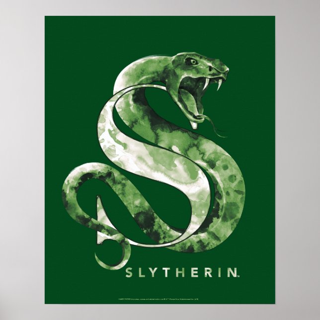 Affiche Harry Potter | SLYTHERIN™ Serpent Aquarelle (Devant)