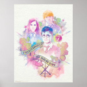 Affiche Harry Potter Spell Harry, Hermione et Ron Waterc