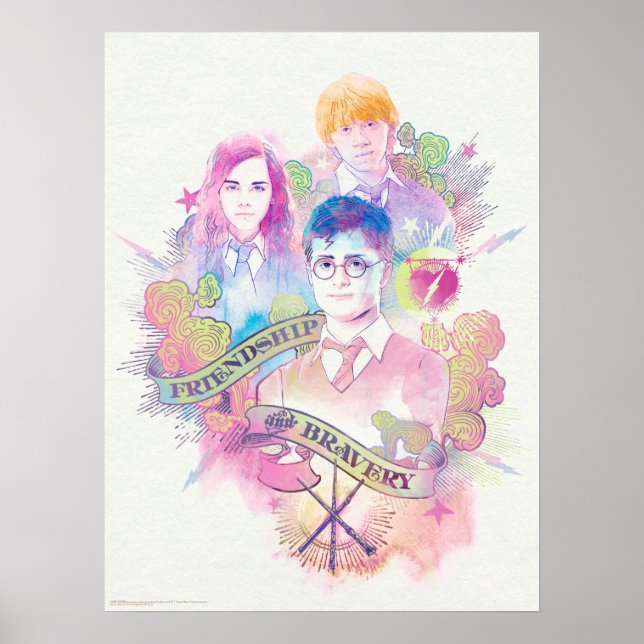 Affiche Harry Potter Spell | Harry, Hermione et Ron Waterc (Devant)
