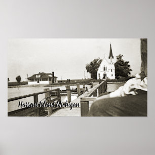 Affiche Harsens Island Michigan St Marks Church 1925 vue