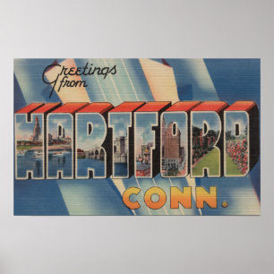 Affiche Hartford, Connecticut - Scènes de grandes lettres