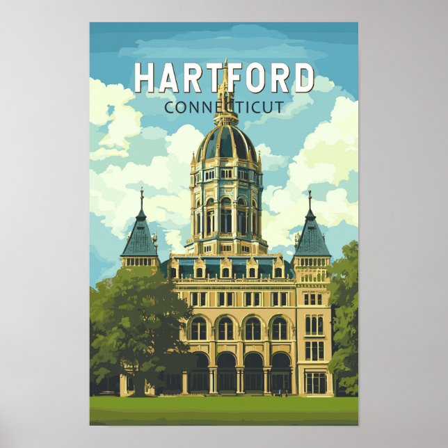 Affiche Hartford Connecticut Voyage Art Rétro (Devant)