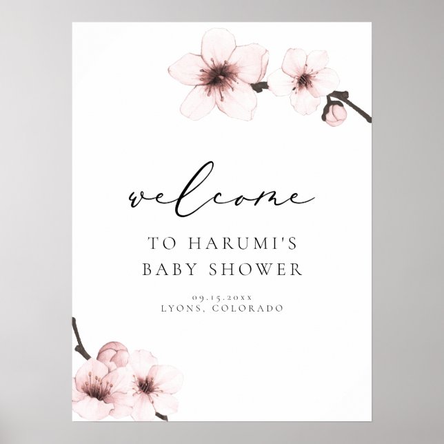 Affiche HARUMI Sakura Cherry Blossom Baby shower Bienvenue (Devant)