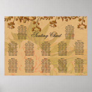 Affiche Harvest Gold Peony Motif Boho Mariage Siège