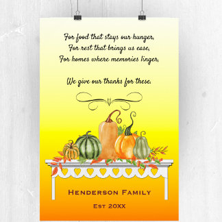 Affiche Harvest Table Thankful Blessing