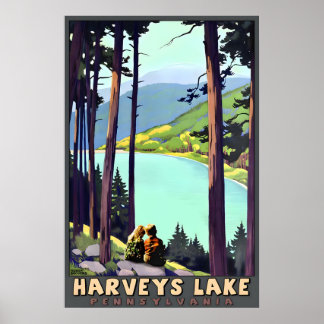 Affiche Harveys Lake Pennsylvania Back Mountain Travel