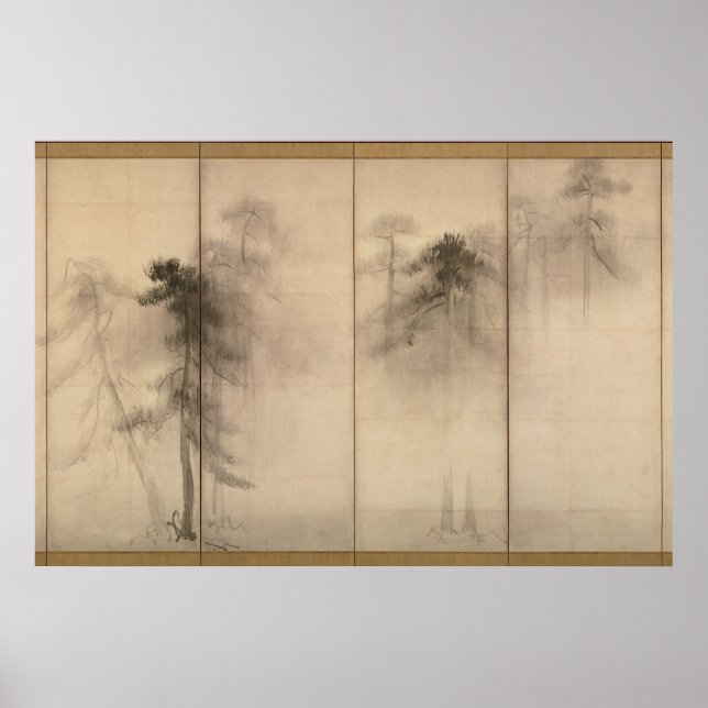 Affiche Hasegawa Tohaku Pine Trees 16ème fawn Japonais (Devant)