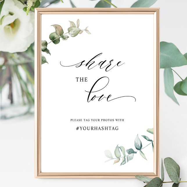 Affiche Hashtag Chic Greenery, Partagez l'amour Mariage (Créateur téléchargé)