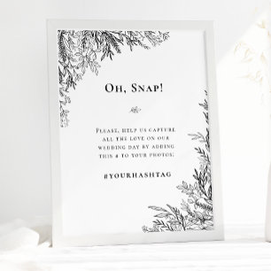 Affiche Hashtag Mariage blanc et noir
