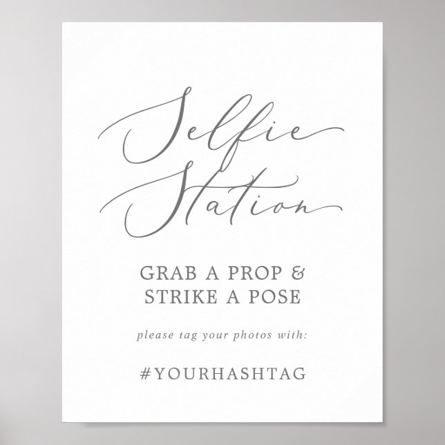 Affiche Hashtag Mariage Delicate Silver Selfie Station (Devant)