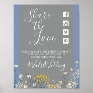 Affiche Hashtag Mariage floral Daisy Botanical