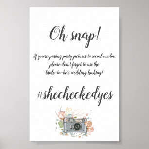 Affiche Hashtag Mariage plus petit douche nuptiale