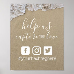 Affiche Hashtag sur les réseaux sociaux de Beach Wedding