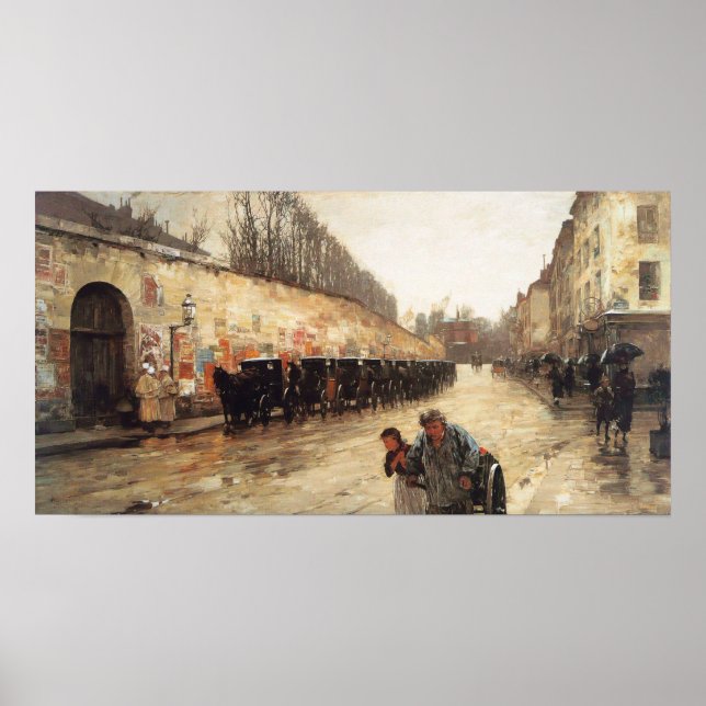 Affiche Hassam - Cab Station Rue Bonaparte 1887 (Devant)