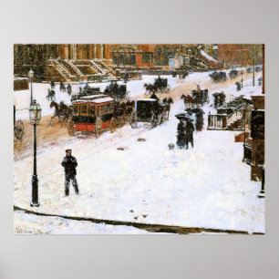 Affiche Hassam - Cinquième avenue en hiver