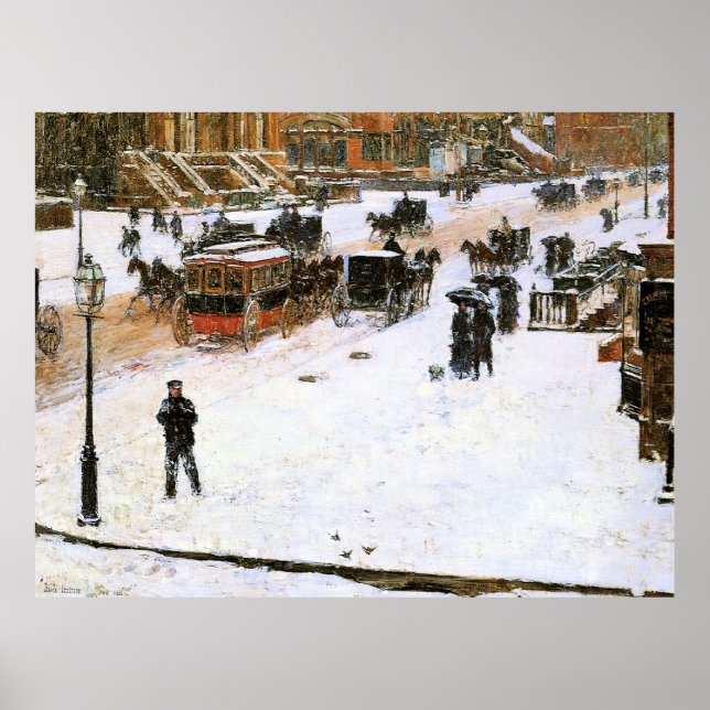 Affiche Hassam - Cinquième avenue en hiver (Devant)