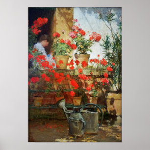 Affiche Hassam - Geraniums 1888