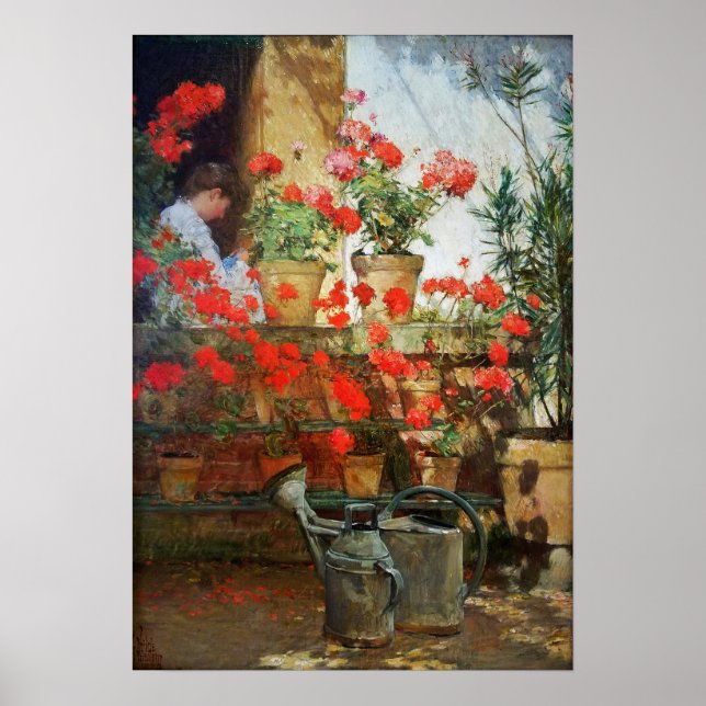 Affiche Hassam - Geraniums 1888 (Devant)