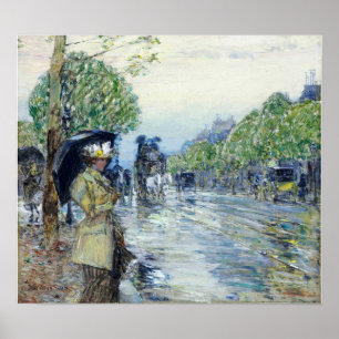 Affiche Hassam - Jour de pluie. Sur l'avenue 1893