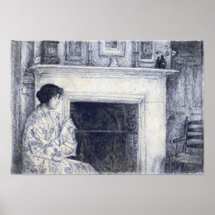 Affiche Hassam - Le Manteau Blanc (Holley House Cos Cob)