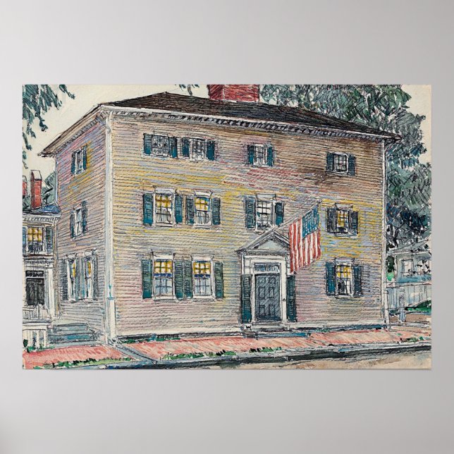 Affiche Hassam - Manoir Frame New Hampshire 1917 (Devant)