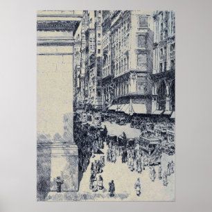 Affiche Hassam - Midi sur la Cinquième Avenue