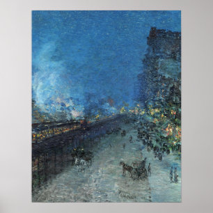 Affiche Hassam - Sixth Ave El Nocturne (The El New York) …