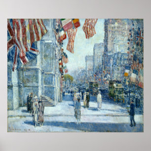 Affiche Hassam - Tôt le matin sur l'avenue en mai 1917