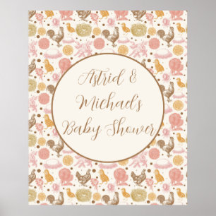 Affiche Hatching Bientôt Baby shower de fille de poulet