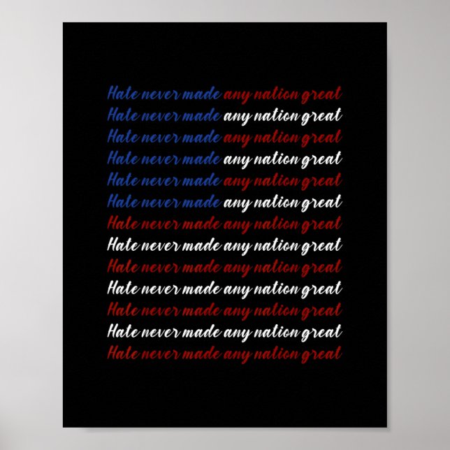 Affiche Hate Never Made Any Nation Great 4th Of July  (Devant)