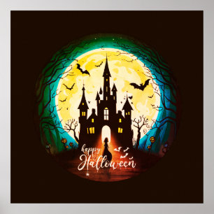 Affiche Hauné Château Happy Halloween Déplaisant