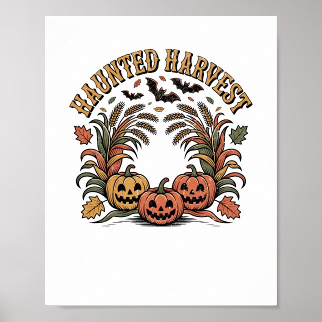 Affiche Hauné Harvest Retro Halloween Citrouille (Devant)