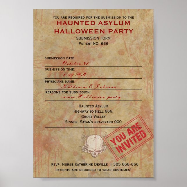 Affiche Hauned Asylum Halloween Party (Devant)