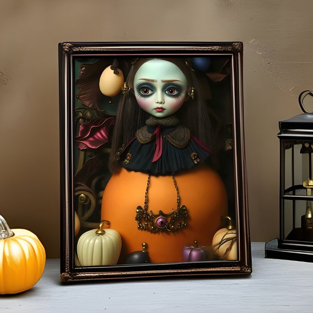 Affiche Haunful Déplaisant Doll Portrait Halloween (Haunting Halloween doll portrait for spooky gallery wall decor)