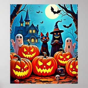 Affiche Haunted Halloween conception de nuit