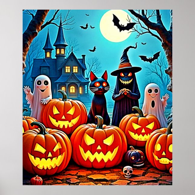 Affiche Haunted Halloween conception de nuit (Devant)