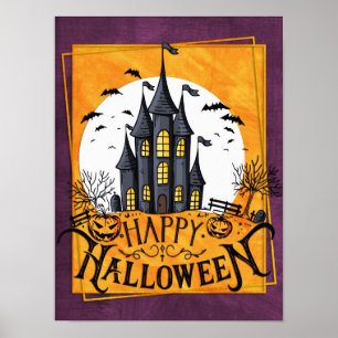 Affiche Haunted House Happy Halloween