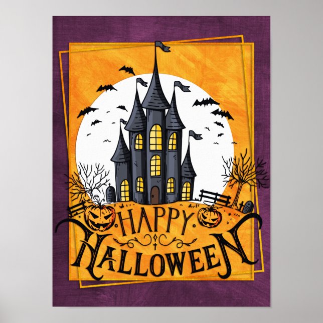 Affiche Haunted House Happy Halloween (Devant)