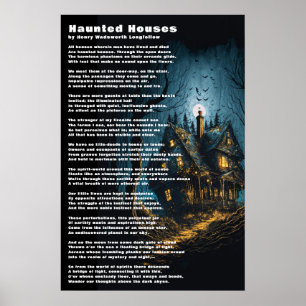 Affiche Haunted Houses Poème de Henry Wadsworth Longfellow