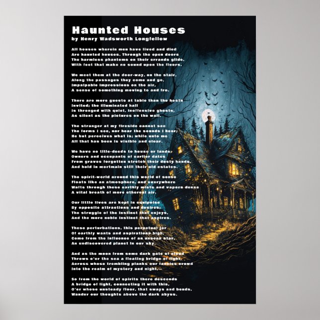Affiche Haunted Houses Poème de Henry Wadsworth Longfellow (Devant)