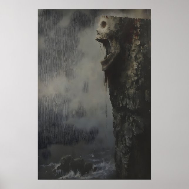 Affiche Haunting Cliff Skull Art Printable, Gothic (Devant)