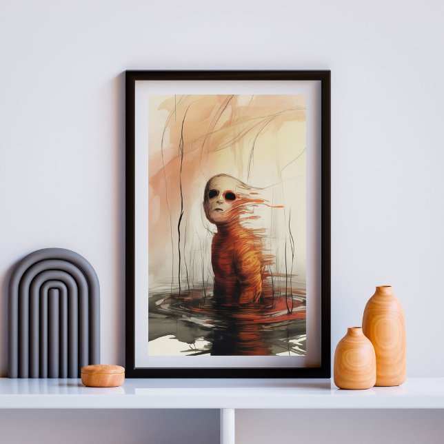 Affiche Haunting Descent - Expressionniste d'horreur surré (Créateur téléchargé)