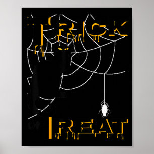 Affiche Haut de chat noir Halloween pour traiter ou trompe