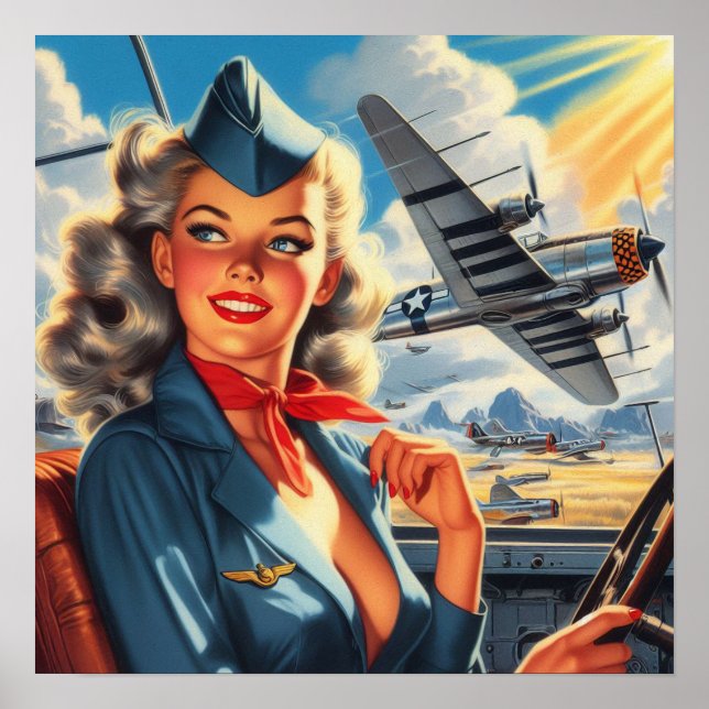 Affiche Haut de la pince de l'aviation vintage (Devant)