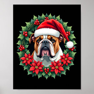 Affiche Haut de tank drôle de Noël Bouledogue Anglais
