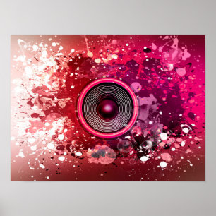 Affiche Haut-parleur de musique et plaques de peinture