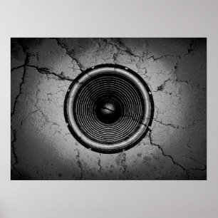 Affiche Haut-parleur de musique sur un mur criqué