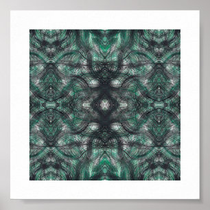 Affiche Hauteurs Art Abstrait Aquarelle Vert Foncé