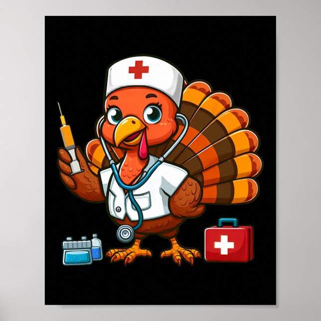 Affiche Hauts de scrub de Thanksgiving Femmes Filles Dinde (Devant)